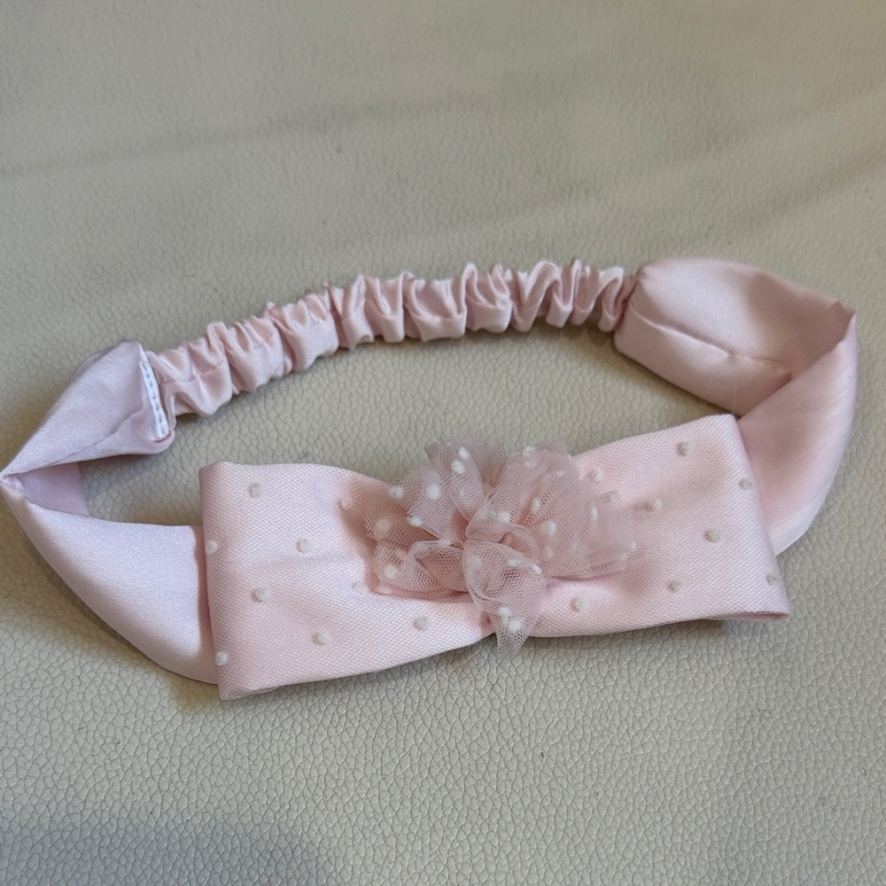 Pink Polka Dot Bow baby girl Headband 0-6m